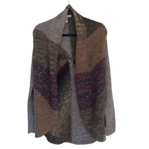 A Gianetti Open Front Cardigan Sweater Acrylic Wool Alpaca Brown Tones